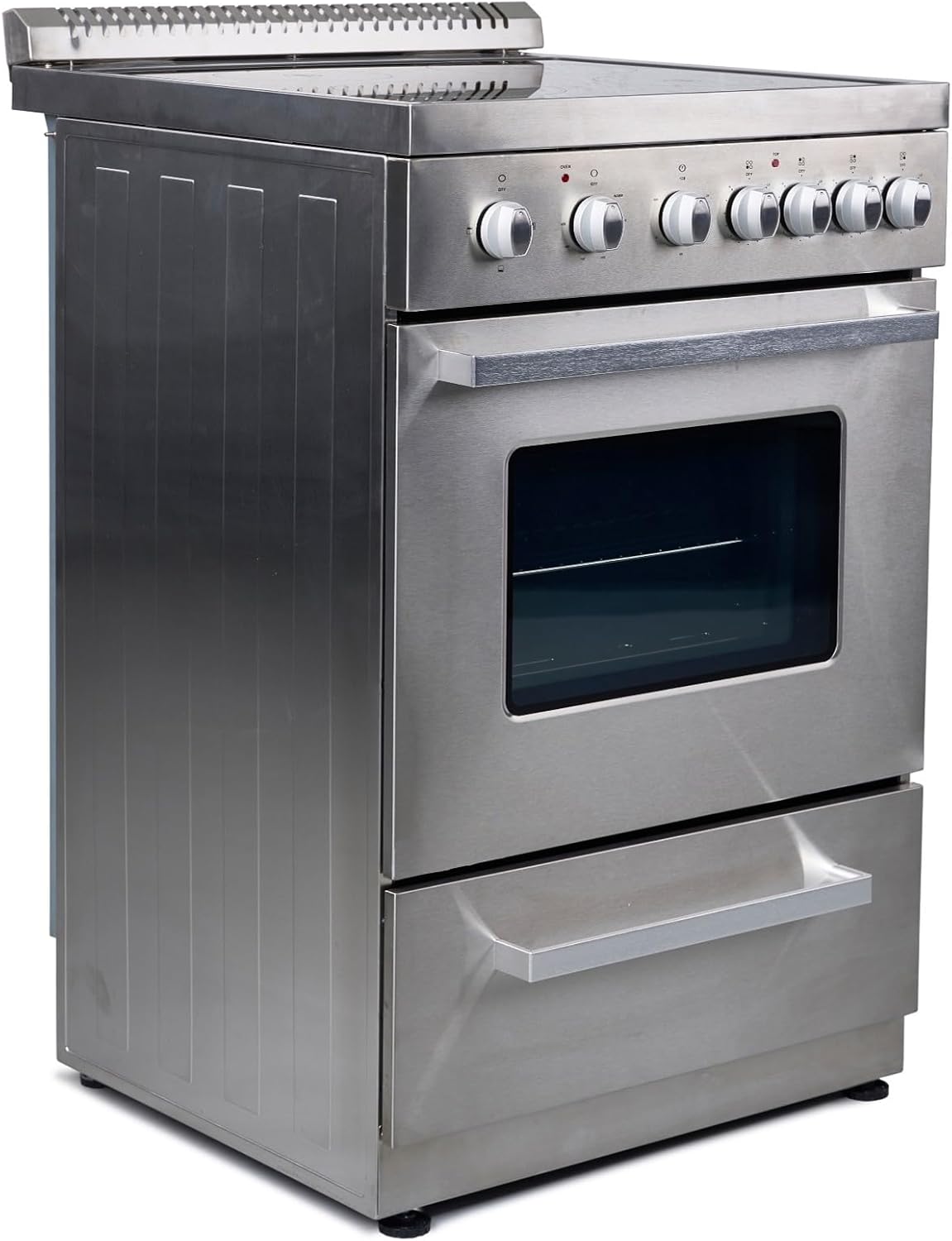Premium Levella PRE2026GS – Cocina eléctrica de 20 pulgadas con 4 quemadores y horno individual de 2.1 pies cúbicos, acero inoxidable