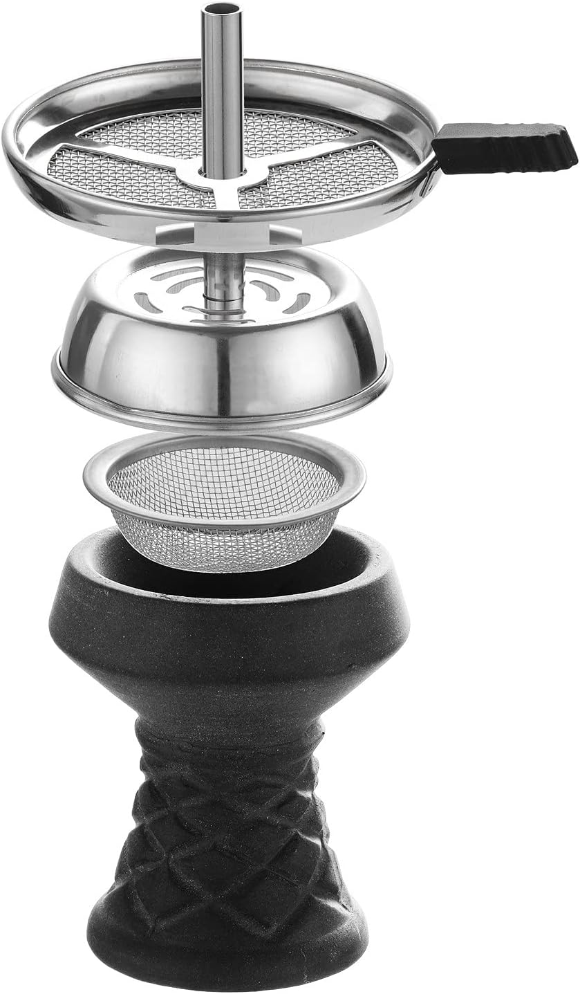 Juego de cachimba con patrón de fibra de carbono con accesorios de silicona manguera cuenco, pinzas de boca, cachimbas de aluminio pequeñas, juego