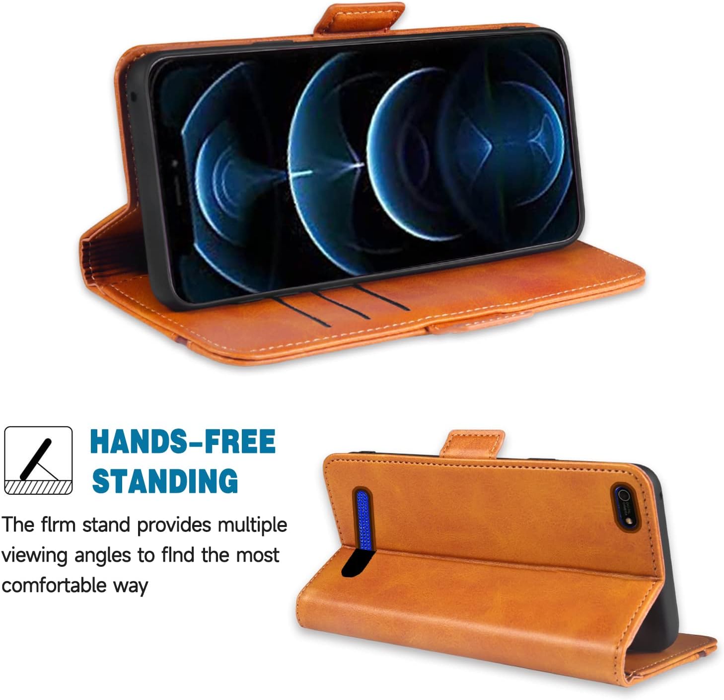 Compatible con Cloud Mobile Stratus C5 – Funda tipo cartera con correa para la muñeca y soporte de cuero para tarjetas, accesorios celulares,