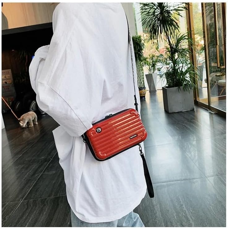 Mini maleta de moda para mujer, estuche de viaje rígido para cosméticos, bolsa de maquillaje, mini bolso de equipaje, bolso cruzado