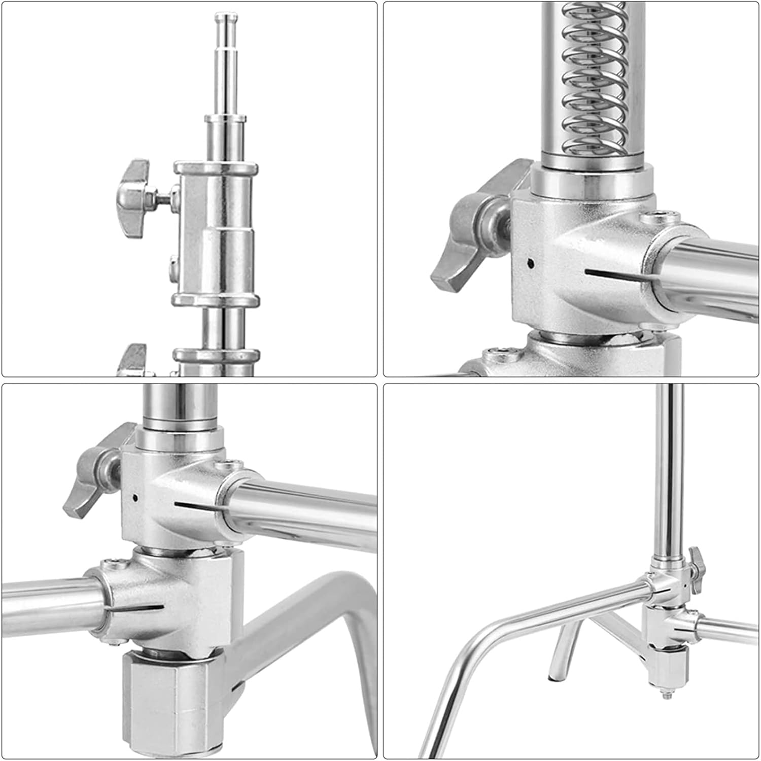 Soporte en C resistente de acero inoxidable con brazo de pluma Altura máxima 10.8 pies129.9 in, soporte de luz ajustable para fotografía con brazo