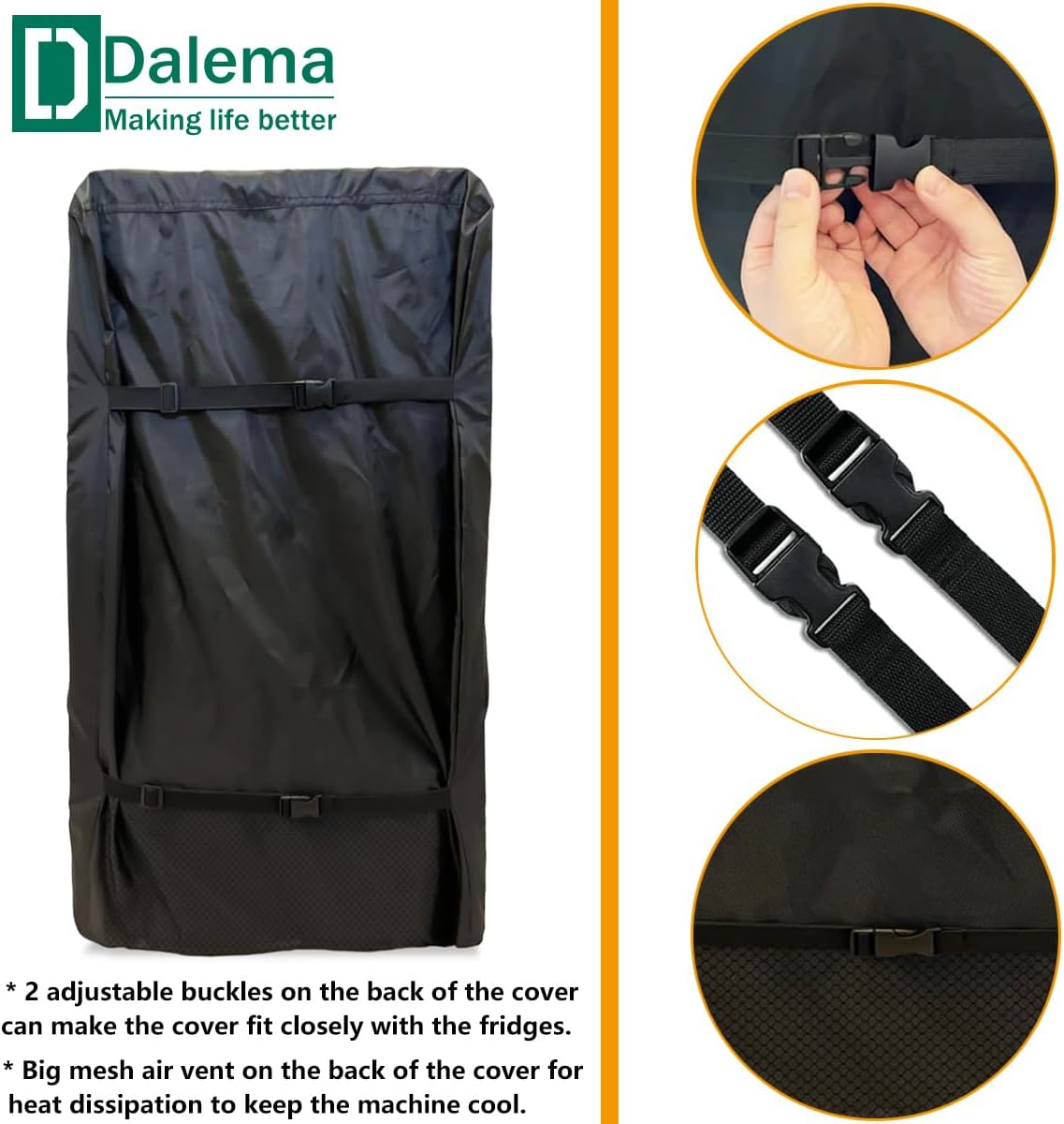 Funda para refrigerador para exteriores, 600D, resistente, 100% impermeable, cubierta vertical para congelador, fundas exteriores para refrigerador.