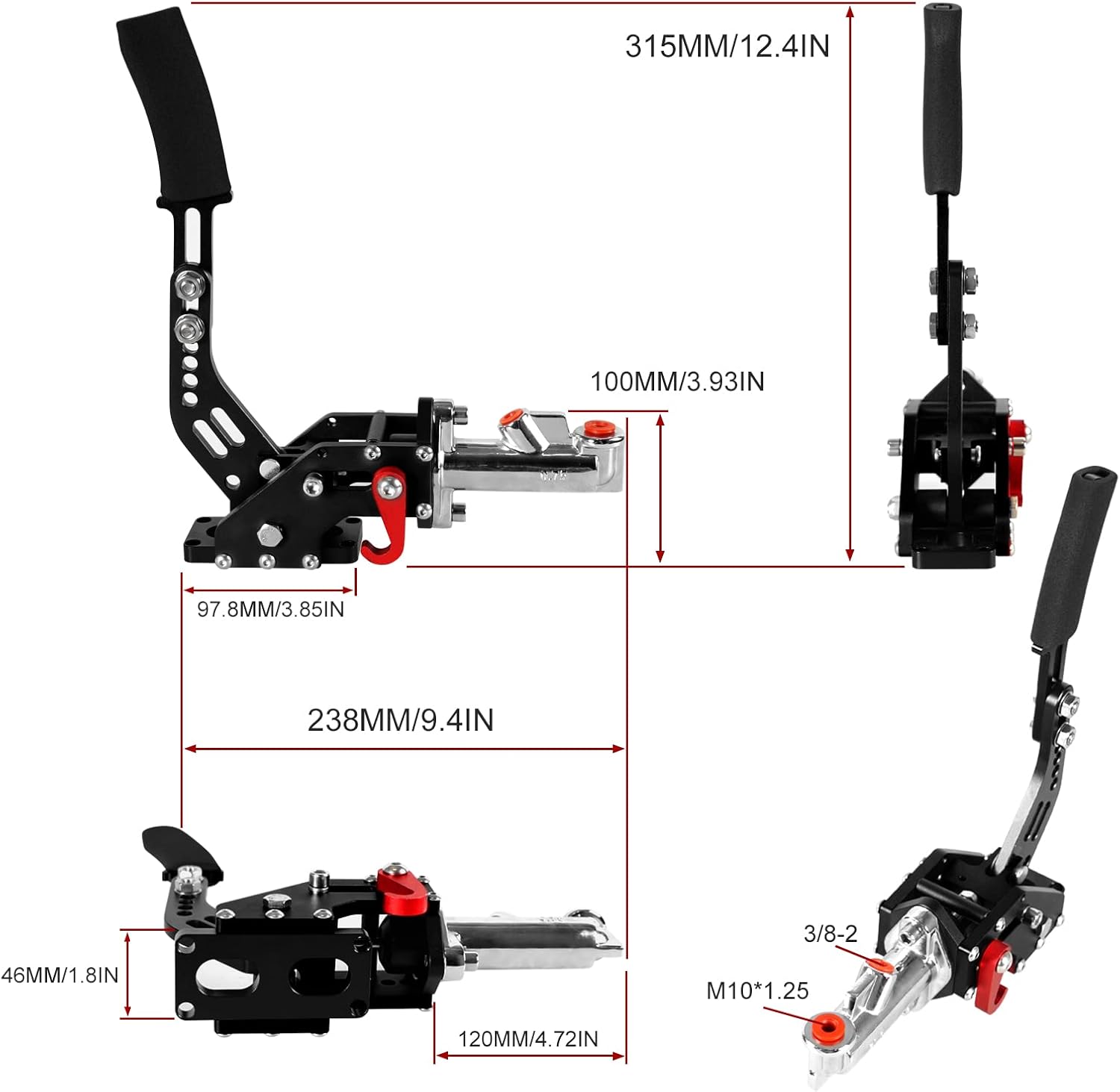 Universal Racing Freno de mano hidráulico Drift E-Brake Manija de estacionamiento Freno de emergencia Palanca de engranajes Negro