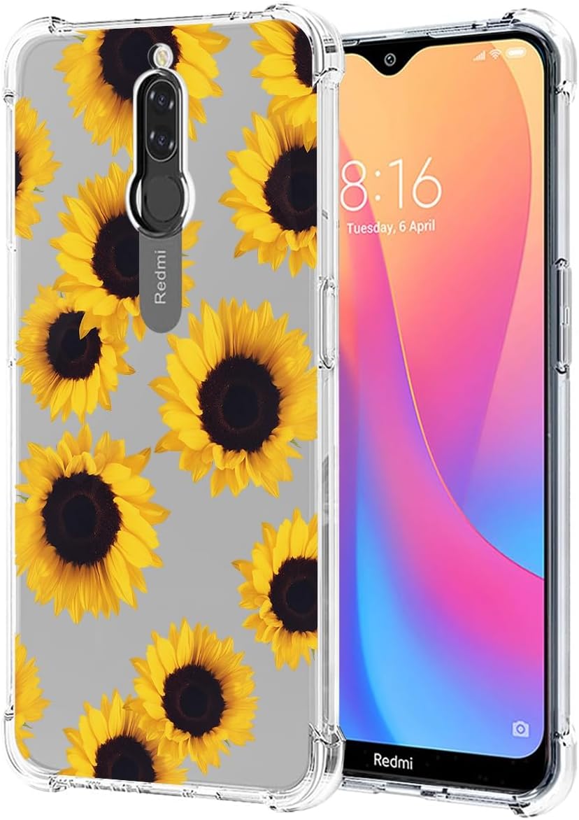 Sidande Funda para Redmi 8A, Redmi 8 A MZB8458IN Funda para niñas y mujeres, transparente floral, suave, flexible, TPU delgada, funda protectora
