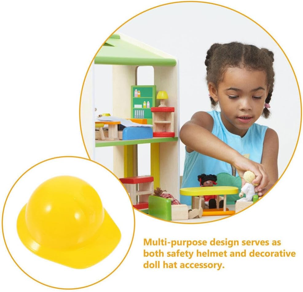 Abaodam 10 unids Mini sombrero de construcción de plástico mini amarillo construcción fiesta Cap para fiesta accesorios muñeca Halloween Dress Up