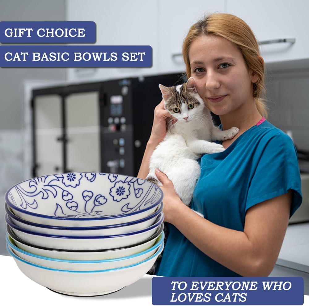 Cuencos para gatos de interior, parte inferior de silicona antideslizante de 5.5 pulgadas, tazón de comida para gatos inclinado, apto para bigotes,