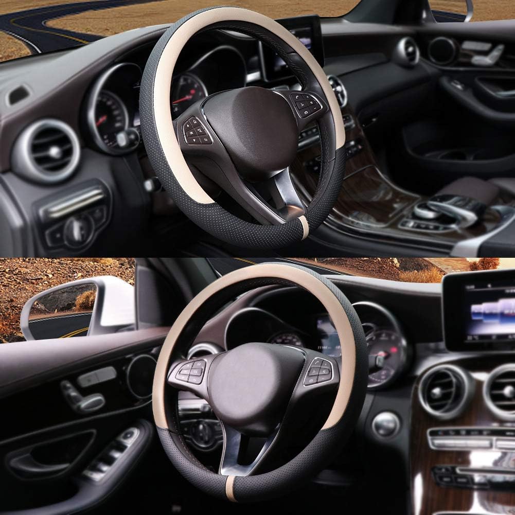 COFIT – Funda antideslizante para volante de piel de microfibra transpirable y de moda, diámetro exterior para volante, tamaños S, M, L