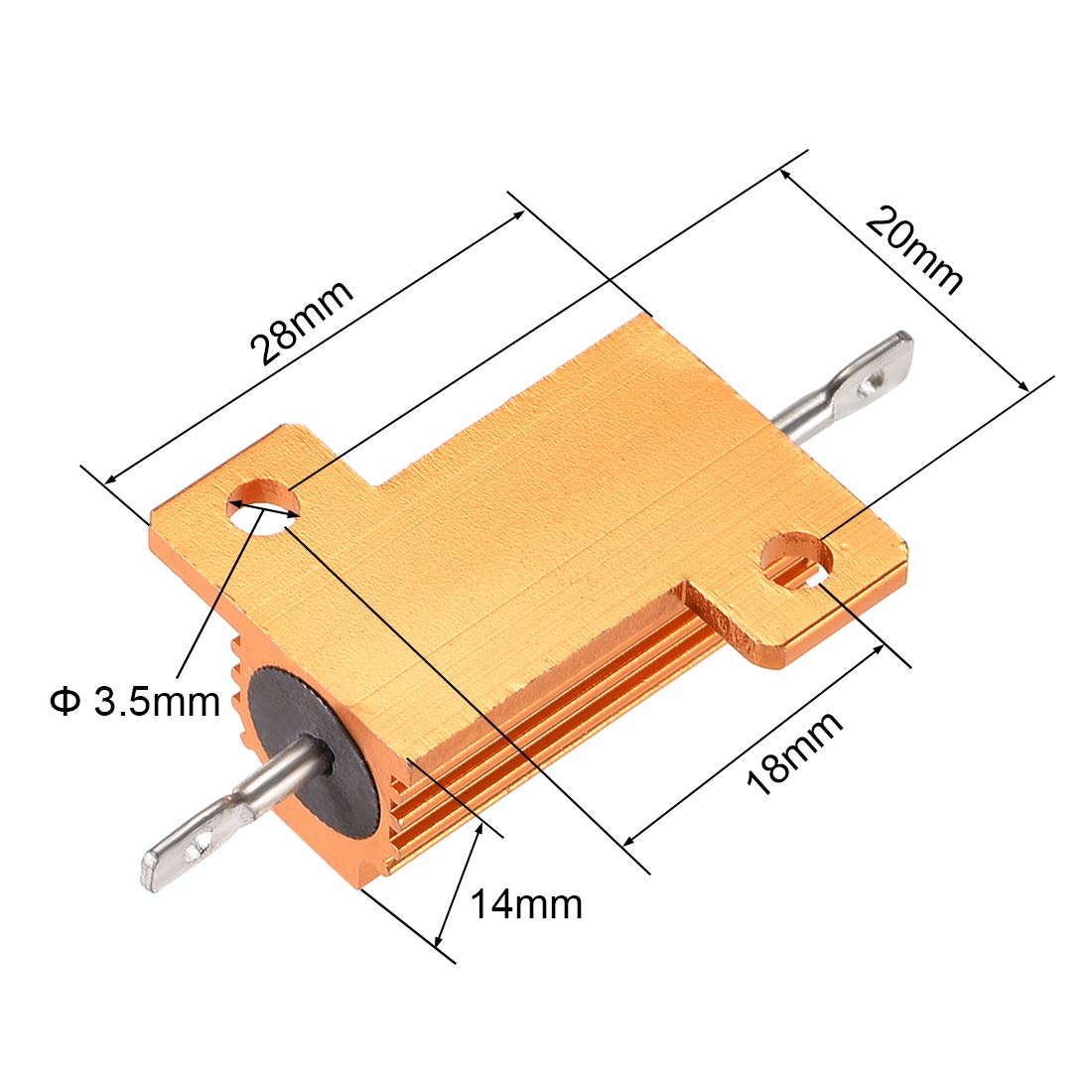 uxcell 25 W 10 Ohm 5% de aluminio de la carcasa de la resistencia del tornillo del grifo del chasis montado en la caja de aluminio con alambre
