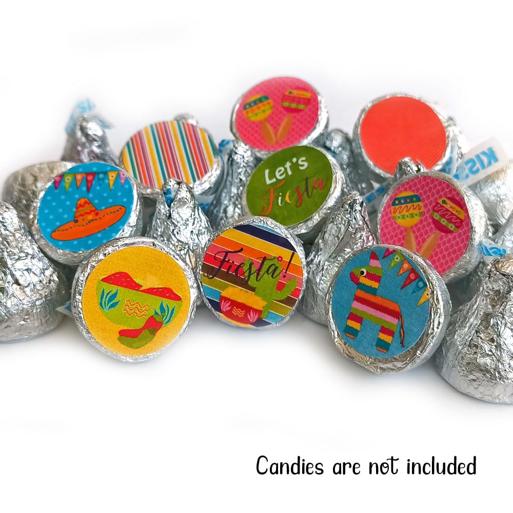 Fiesta Labels for Hershey’s Kisses Chocolates by Adore By Nat – Cinco De Mayo Festival Party Stickers – Set of 240