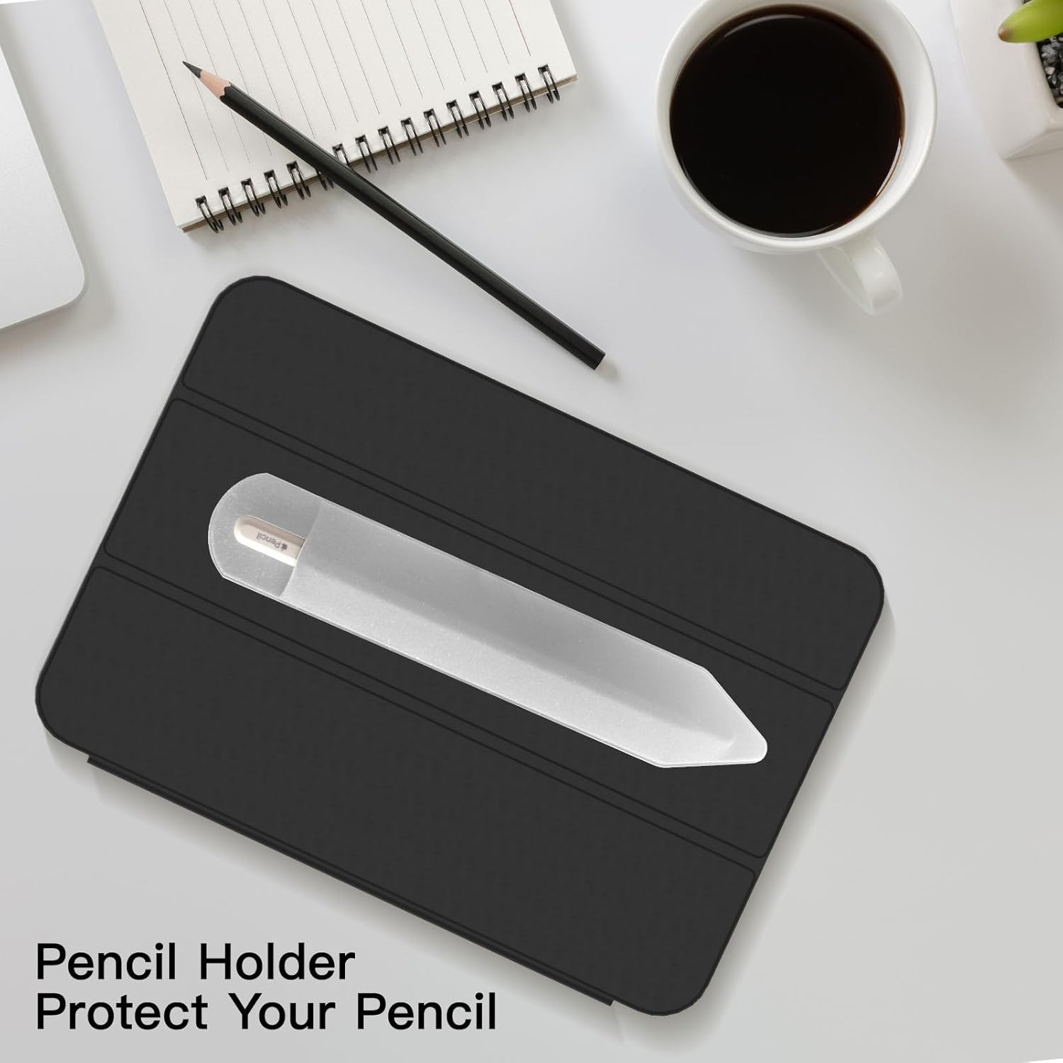 Portalápices universal para Apple Pencil de 1 y 2 generación, bolsillo elástico con ranura para accesorios, se fija de forma segura a la funda del