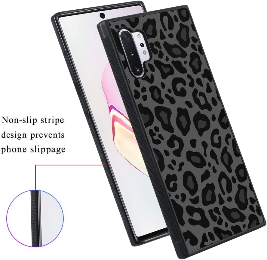 KANGHAR Funda compatible con Galaxy Note 10 Plus, diseño de leopardo negro, textura de neumático antideslizante + funda protectora de TPU resistente