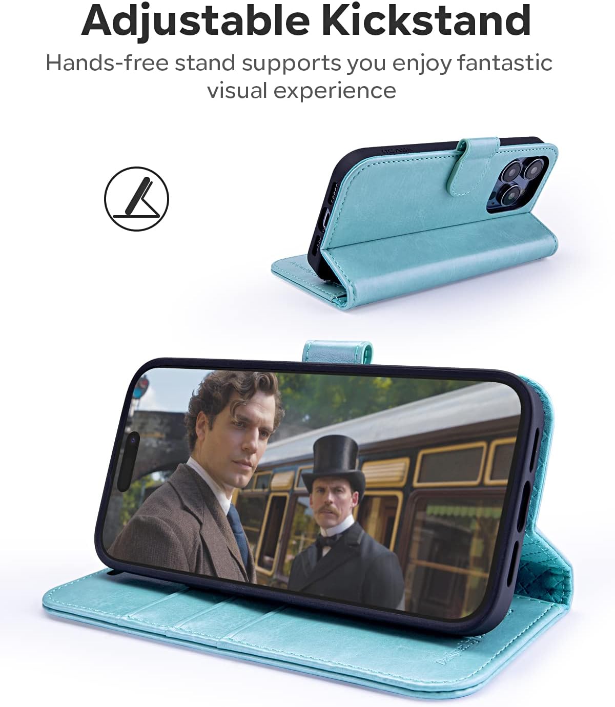 OCASE Funda tipo cartera compatible con iPhone 14 Pro Max, de piel sintética, con tarjetero, soporte de bloqueo RFID carcasa interior de TPU a