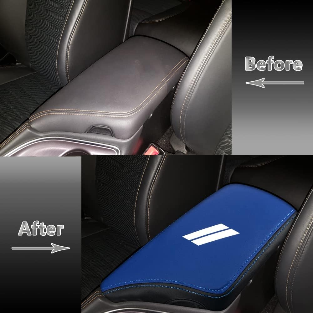 CEBAT – Funda para el reposabrazos de la consola central, de piel, antiarañazos, de protección, accesorios de decoración interior, para Dodge