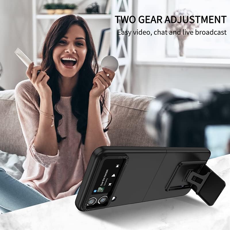 Asuwish Funda de teléfono para Samsung Galaxy Z Flip 4 5G 2022 con funda deslizante para cámara con soporte soporte delgado protector móvil duro