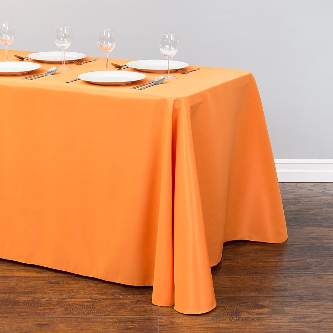 Mantel rectangular naranja de 90 x 156 pulgadas, con esquinas redondeadas, mantel extragrande para mesas rectangulares de 8 pies, mantel resistente