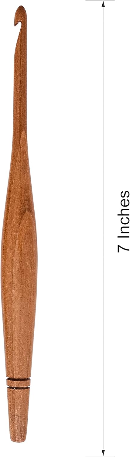 Ommi – Ganchos de ganchillo con mango ergonómico, gancho de ganchillo hecho a mano de madera de camwood de 7 pulgadas, aguja de tejer, tejido de