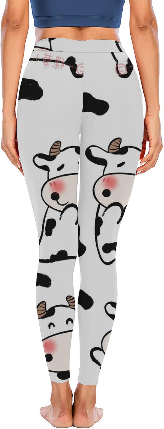 SMIDOW Leggings moldeadores con estampado lindo para mujer, leggings de cintura alta, pantalones deportivos elásticos de meter