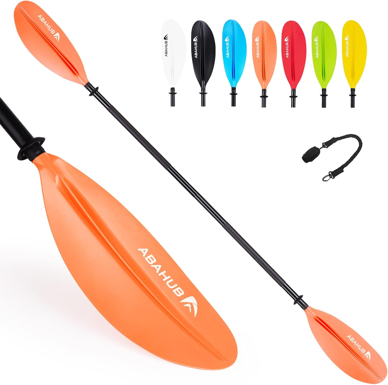 Abahub 1 pala de kayak, remos de kayak de 90.5 pulgadas para canotaje, canoa con correa de remo gratis, eje de aleación de aluminio, cuchillas de