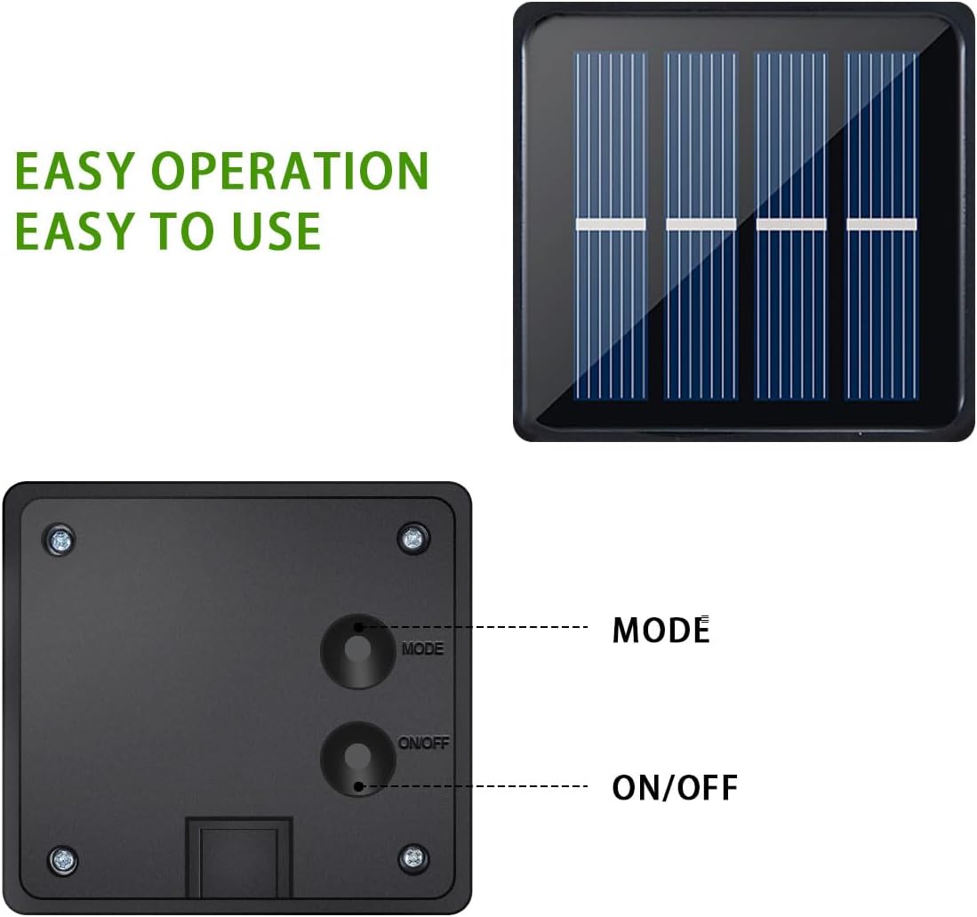 Tira de luces solares LED para exteriores, impermeable, 20 pies, 180 LED, para exteriores, jardín, camino, cubierta, iluminación de Navidad,
