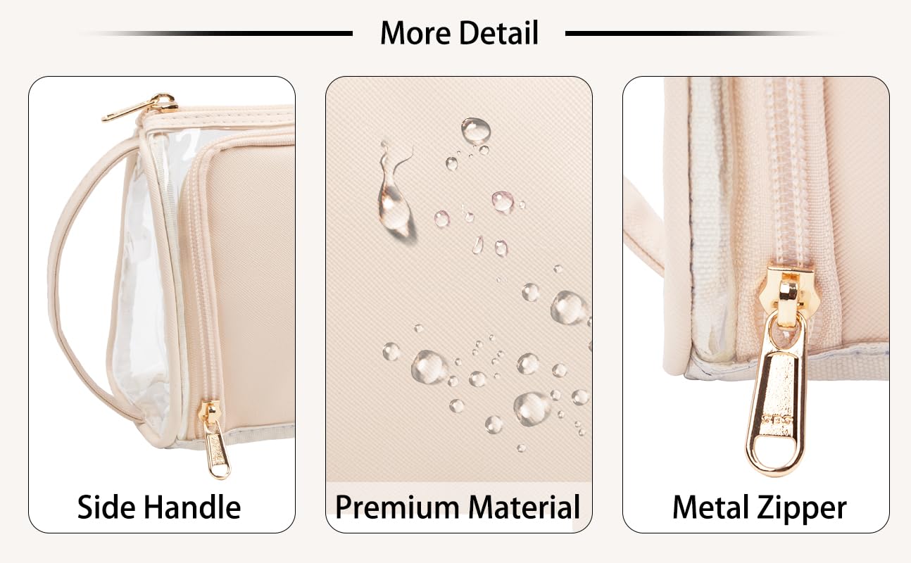 CUBETASTIC Bolsa de maquillaje transparente, estuche de cosméticos transparente, bolsa de maquillaje de viaje con cremallera, bolsa de aseo pequeña