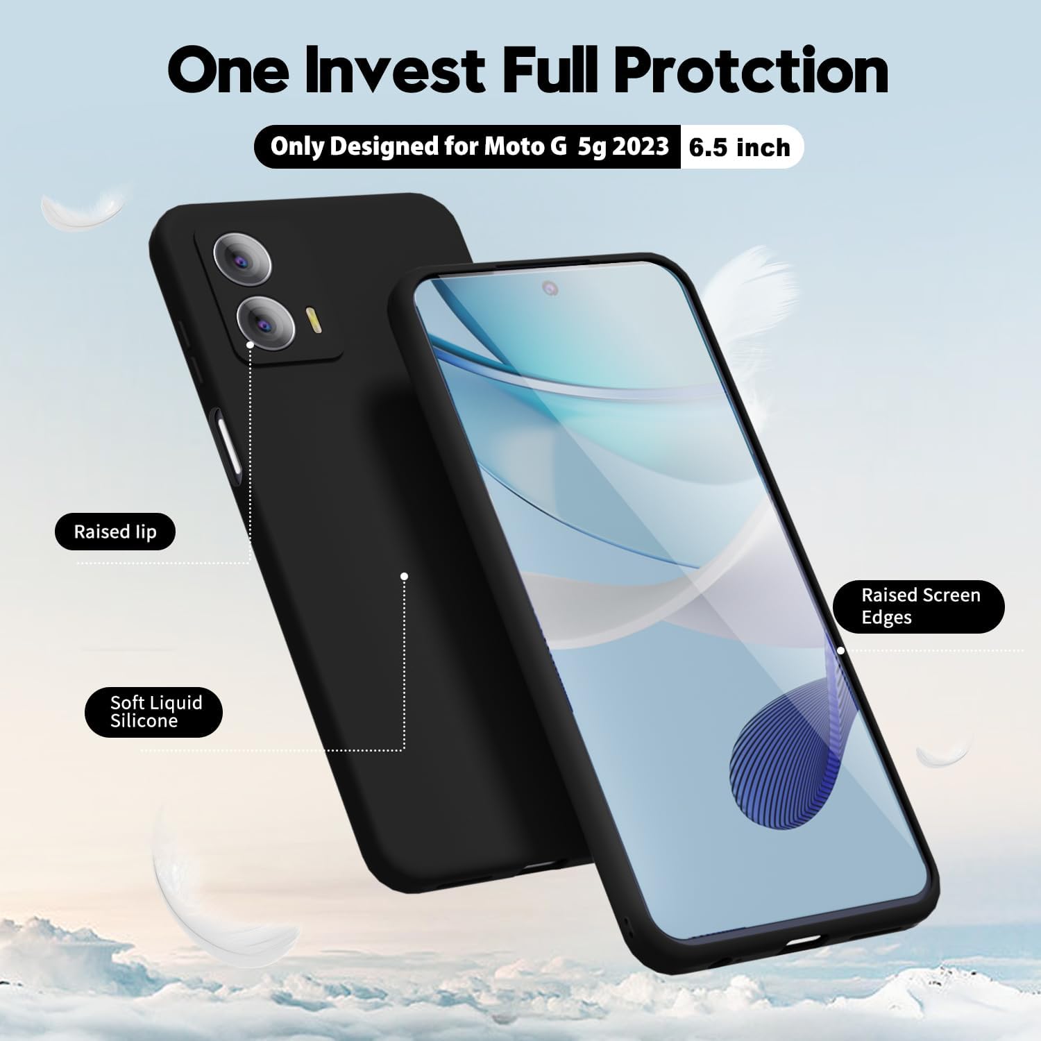 oakxco Funda para teléfono Motorola Moto G 5G 2023 con agarre de silicona líquida, bonita funda delgada de goma suave TPU lisa para mujeres y niñas,