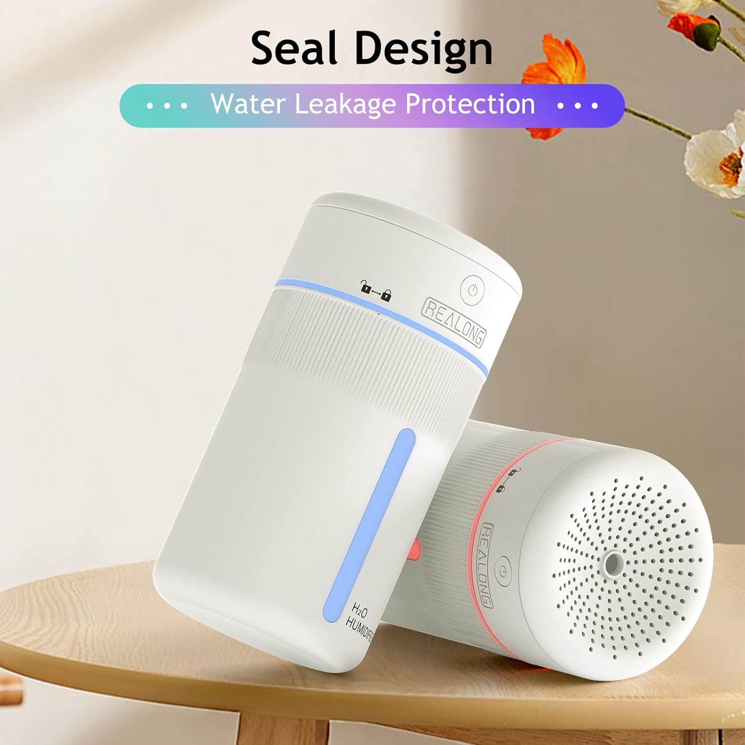 Humidificadores pequeños para dormitorio, mini humidificador de niebla fría de 13.5 fl oz, humidificadores portátiles de escritorio personal blanco