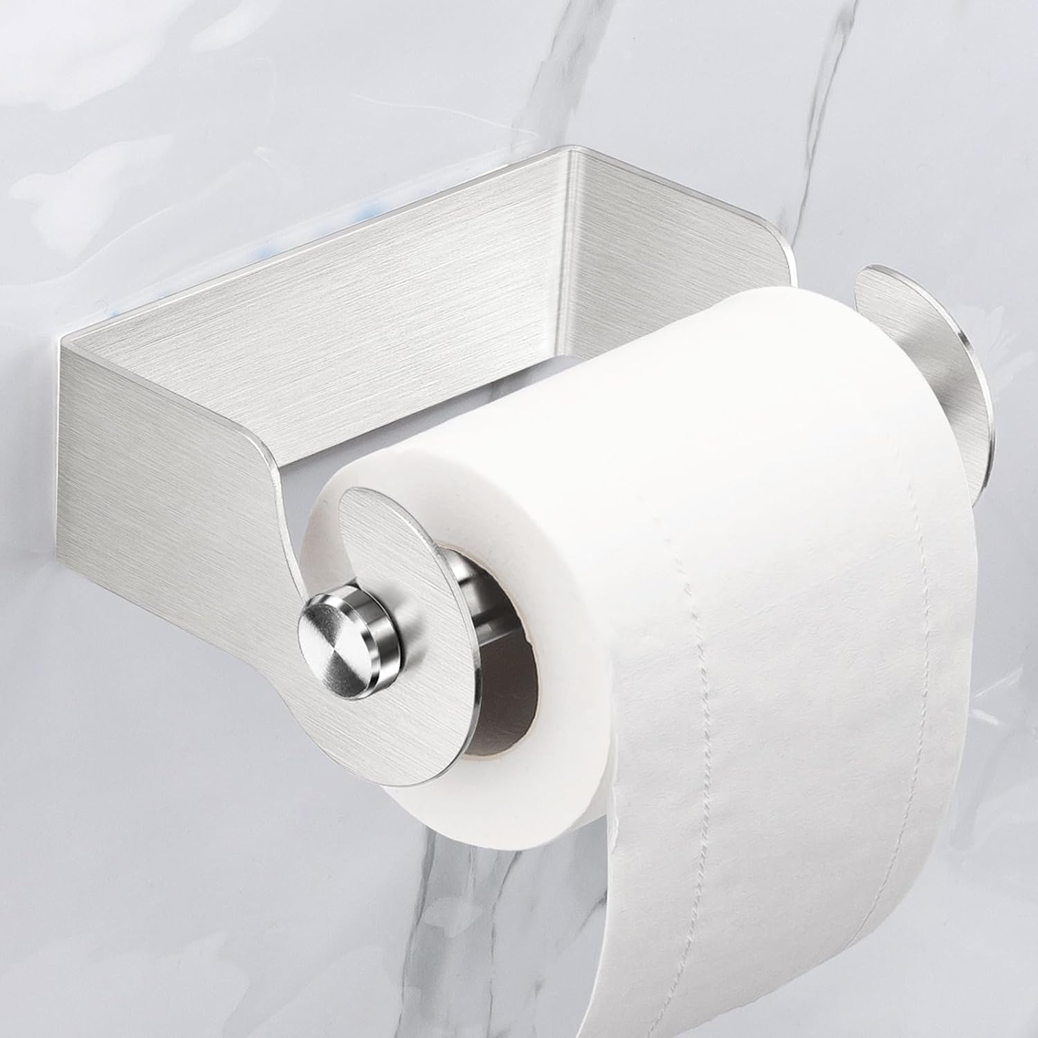 XILIMEN Soporte adhesivo de papel higiénico de níquel cepillado, soporte de pared para rollo de papel higiénico, soporte para rollo de papel