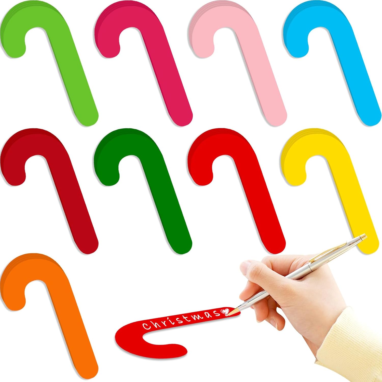 Geyee 108 piezas de recortes de bastón de caramelo de Navidad, varios recortes de Navidad, recortes de papel de bastón de caramelo para Navidad,