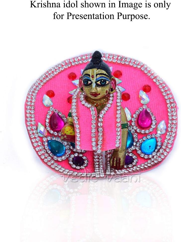Vedic Vaani Hermoso diseño tradicional hecho a mano con tachuelas de piedra Laddu Bal Gopal Thakurji Krishna flor y perla multicolor