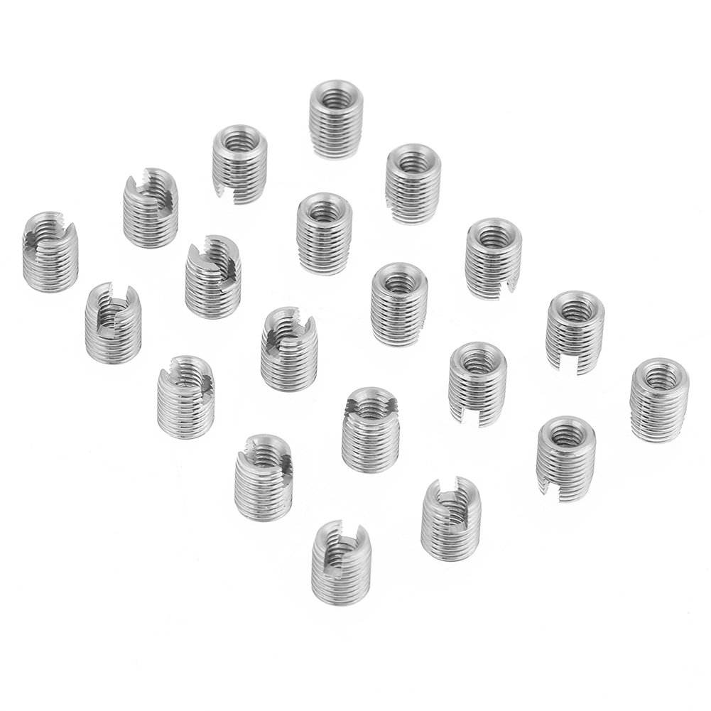 Juego de 20 piezas de rosca de tornillo helicoidal de alambre M4 de metal autorroscante ranurado tornillo roscado inserto helicoidal manga surtido