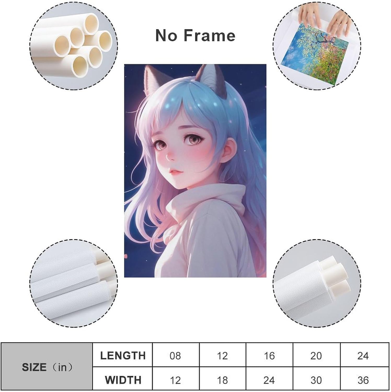 Póster de anime japonés Beauty Girl (7) Póster artístico de pared con desplazamiento en lienzo, cuadro de pintura para sala de estar, decoración del