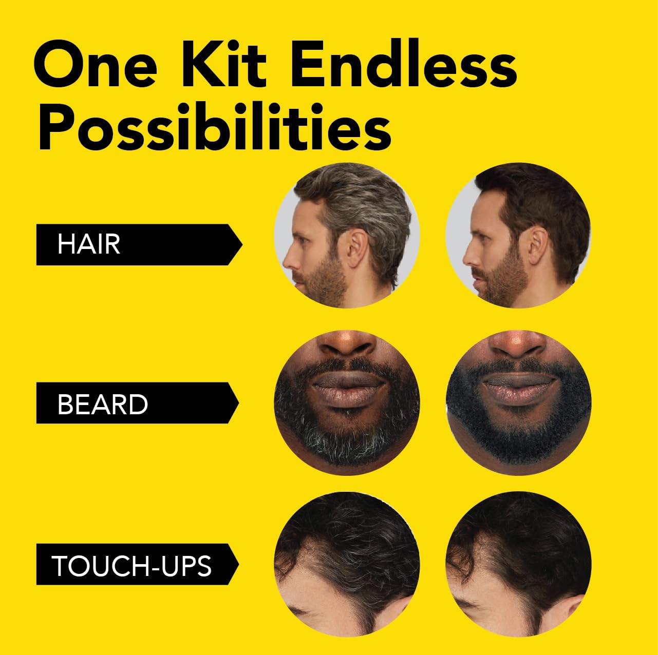 Cleverman Tinte negro para cabello y barba para hombres, kit reutilizable todo en uno  Color para hombre para una cobertura gris de aspecto natural,