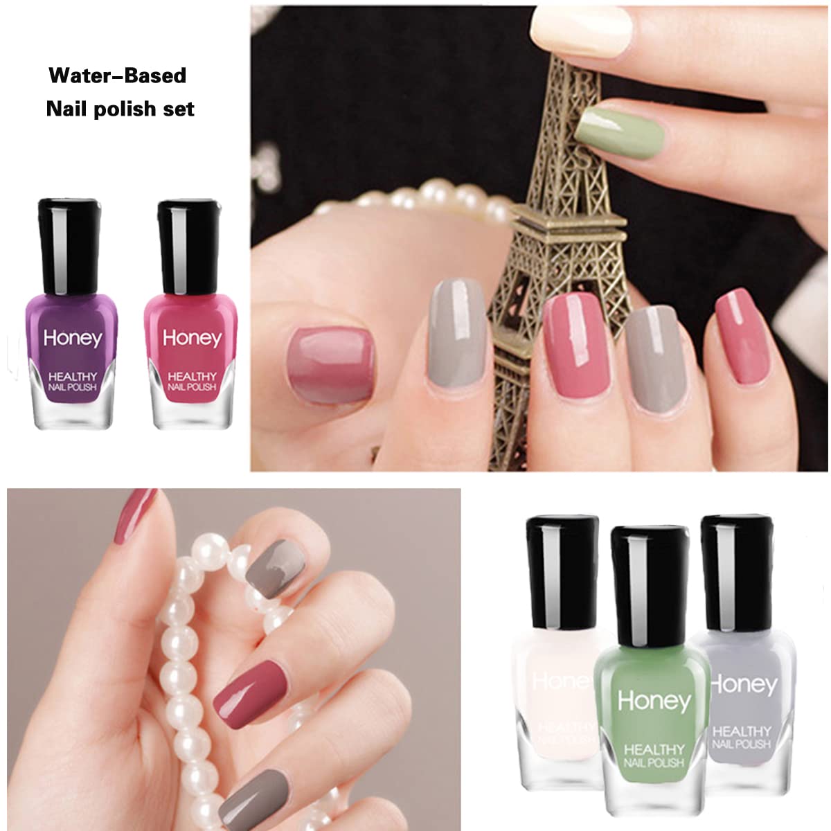 Juego de esmaltes de uñas no tóxicos, fácil de quitar y de secado rápido, juego de esmalte de uñas ecológico y orgánico a base de agua para mujeres,
