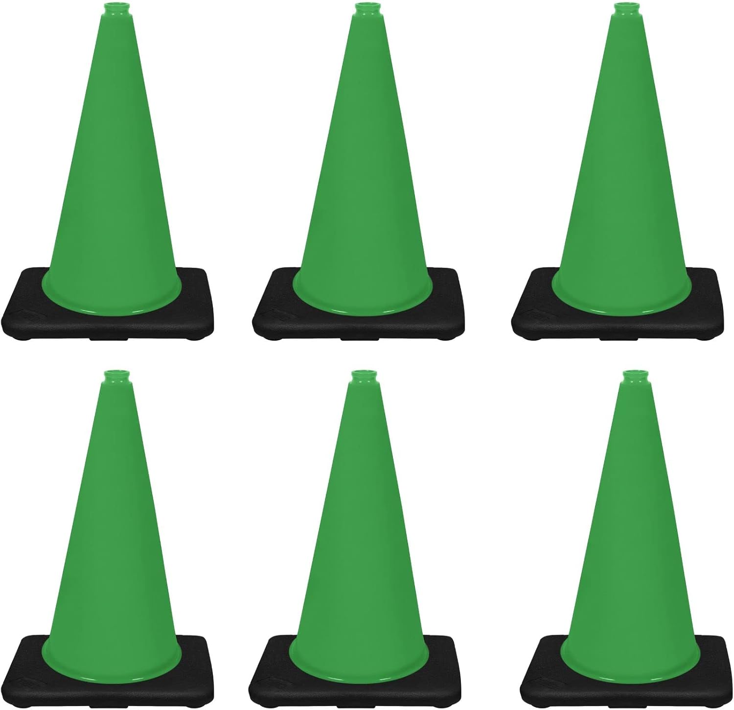 Conos de seguridad para tráfico, PVC, color verde lima, 18.0in, color negro