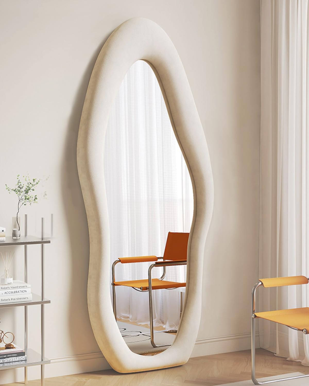 ITSRG Espejo de longitud completa, espejo de suelo con soporte, espejo montado en la pared, espejo de pie de longitud completa, espejo irregular,
