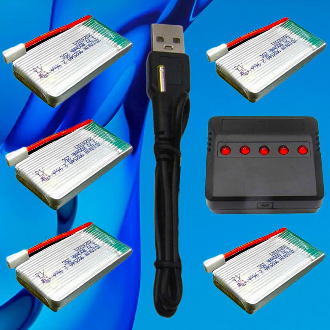 5pcs 800mAh batería de litio y cargador de batería para Syma X5C X5C-1 X5 X5SW X5SC V930 FQ36 CW4 SS40 S5C S5W RC Quadcopter Batería