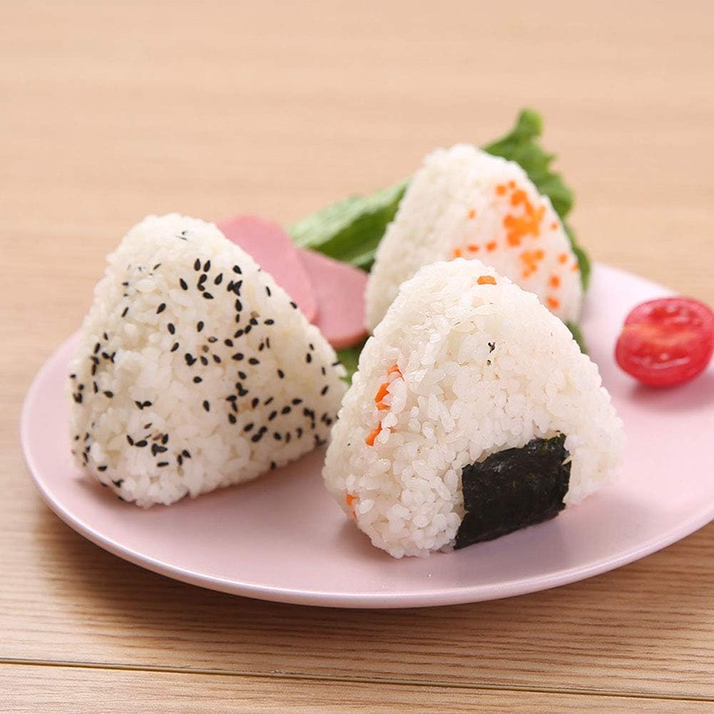 6 piezas de plástico transparente para moldes de sushi, caja triangular para hacer moldes de bolas de arroz, herramienta de cocina con tapa para