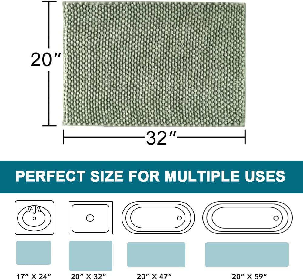 Turquoize Alfombras de baño de felpilla antideslizante para baño, 20 x 32 pulgadas, extra suaves y absorbentes, peludas, lavables a máquina,