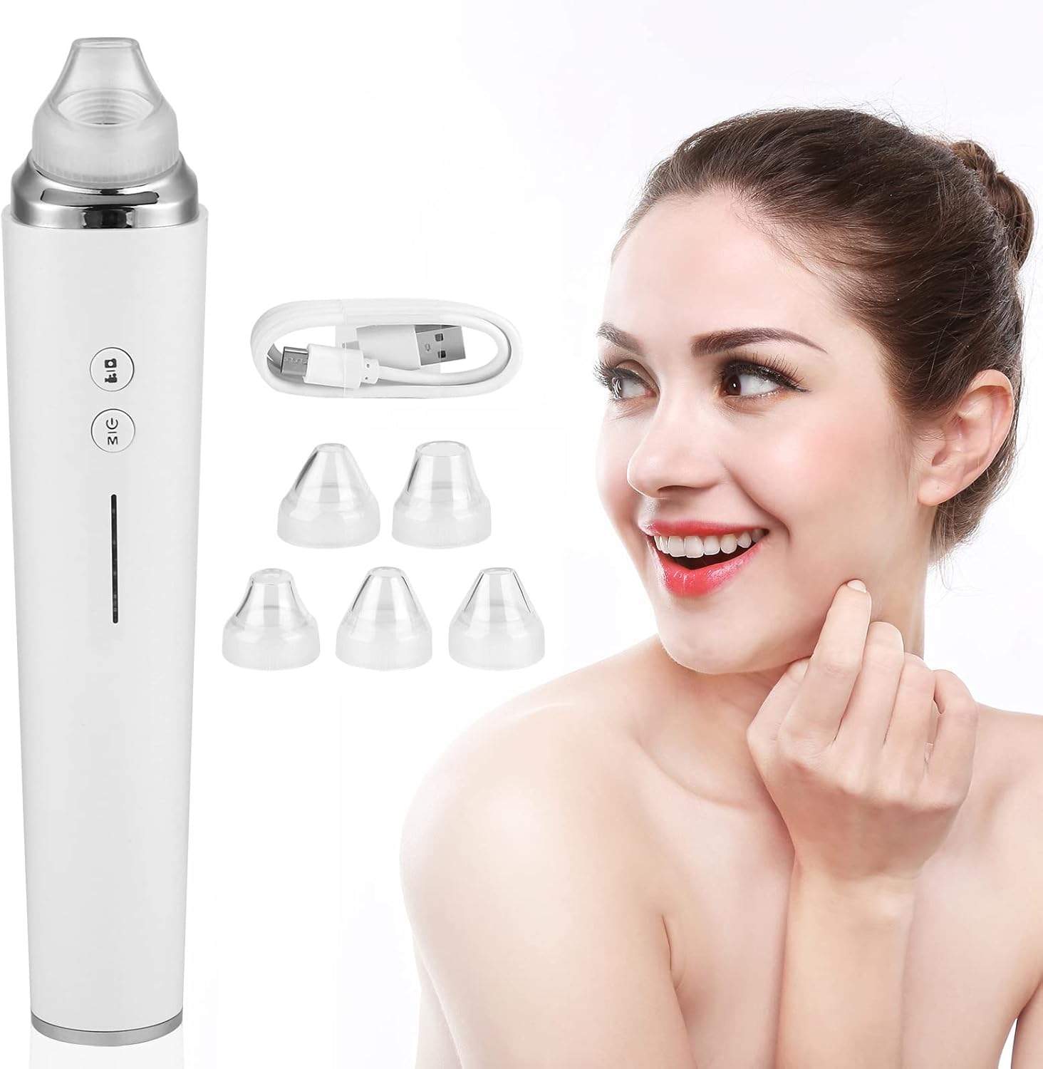 Aspiradora eliminadora de puntos negros, limpiador eléctrico de poros facial 2021, herramienta extractor de acné recargable por USB, kit de