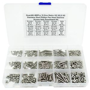 Guard4U Kit surtido de tornillos de máquina Phillips de acero inoxidable M2 M2.5 M3, 480 unidades, 12 tamaños Guard4U Kit surtido de tornillos de máquina Phillips de acero inoxidable M2 M2.5 M3, 480 unidades, 12 tamaños