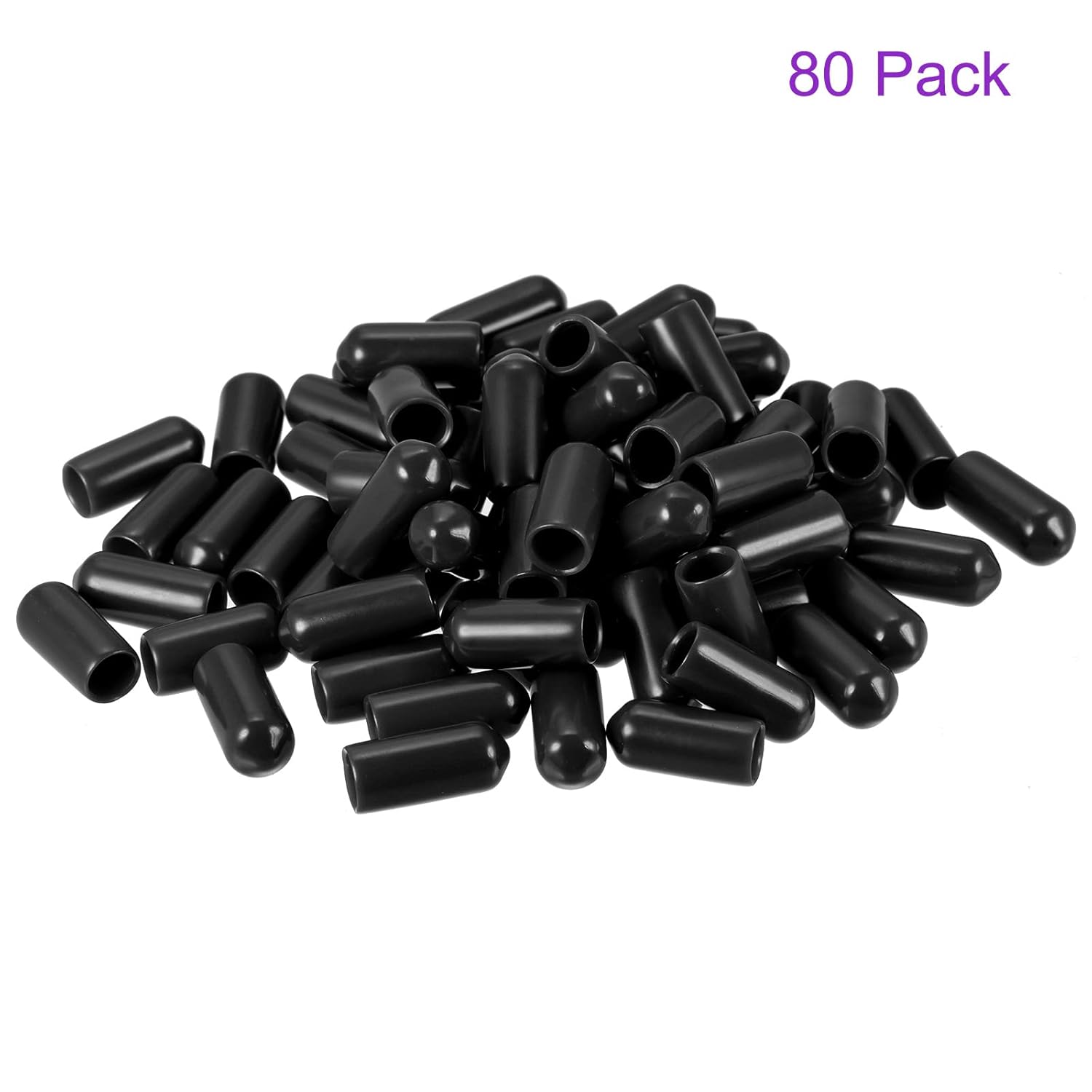 DMiotech Paquete de 80 protectores de rosca de tornillo negros de 14 pulgadas (0.236 in) de diámetro interior, tapas de goma para pernos de tornillo
