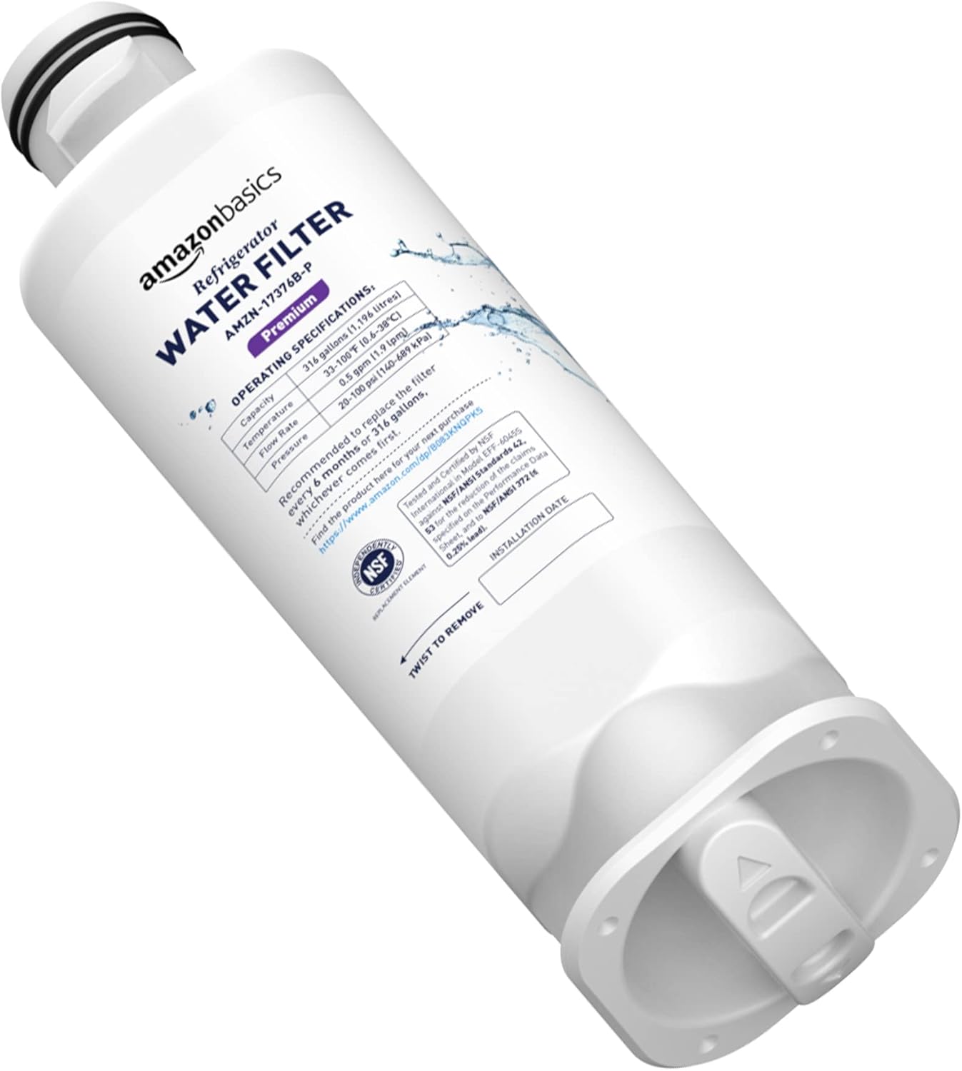 Tienda Basics Reemplazo Samsung DA97-17376B, HAF-QINEXP Filtro de agua para refrigerador, paquete de 3, filtración premium