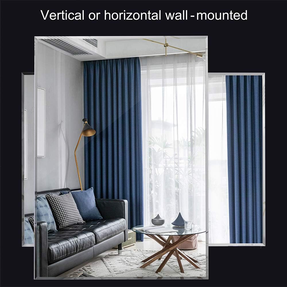 Chende Espejo biselado grande de 20 x 40 pulgadas para pared, juego de 2 espejos de pared de baño con borde biselado, espejo horizontal o vertical