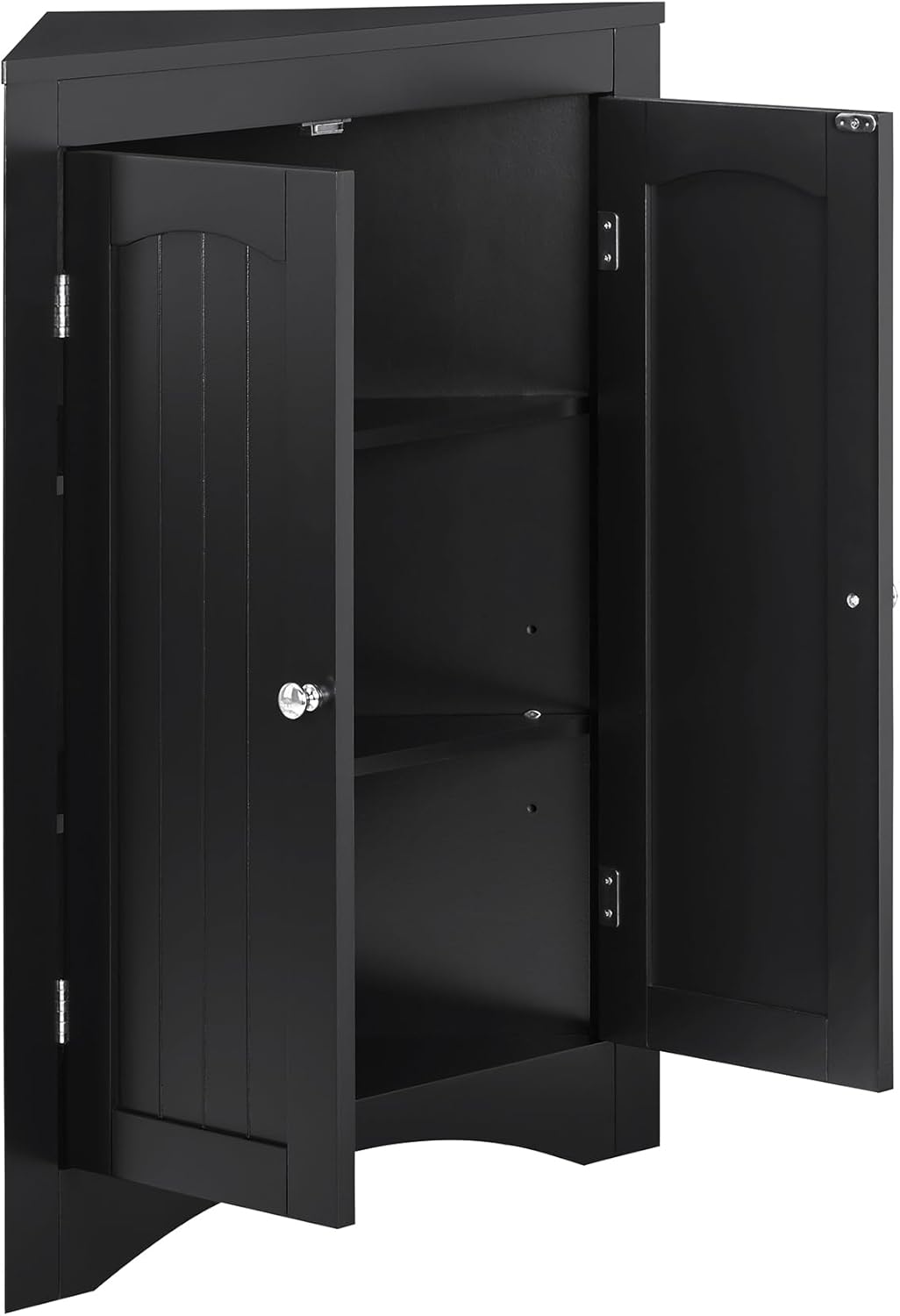 Bellemave Armario esquinero de baño con puertas y estantes ajustables, gabinete de almacenamiento triangular para baño, aparador independiente para