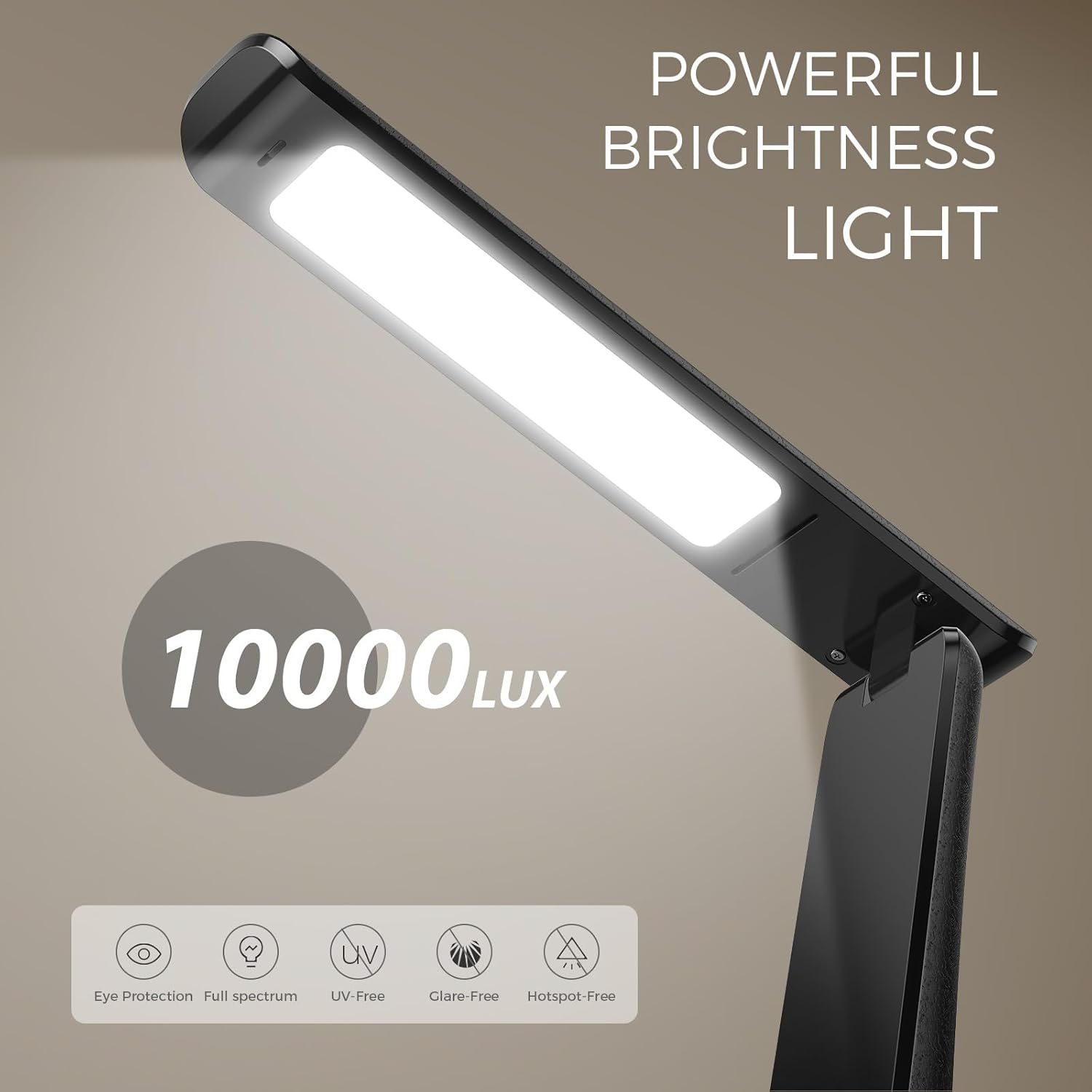 Lámpara de terapia de luz, 10000 LUX luz solar LED sin UV, lámpara Hayyp de espectro completo, lámpara de escritorio de control táctil con función