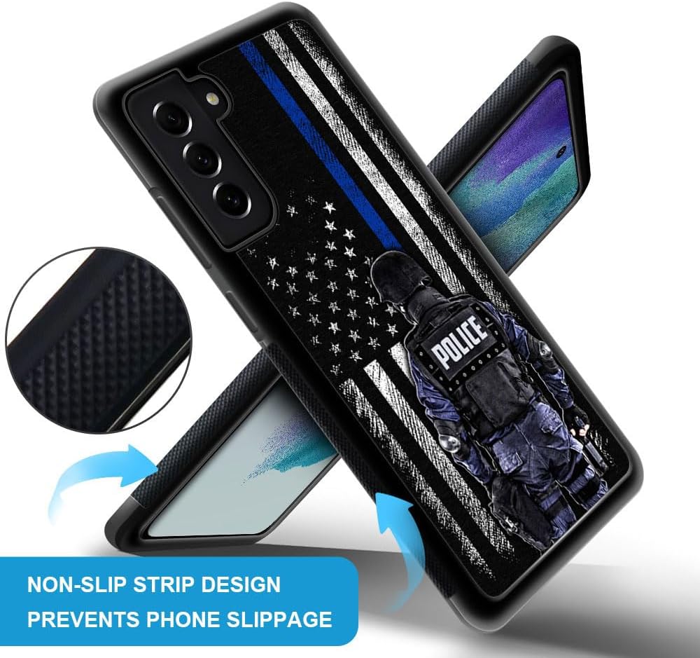 DAIZAG Funda compatible con Samsung Galaxy S22 Ultra, bandera estadounidense de la policía estadounidense para hombre y mujer, protección a prueba