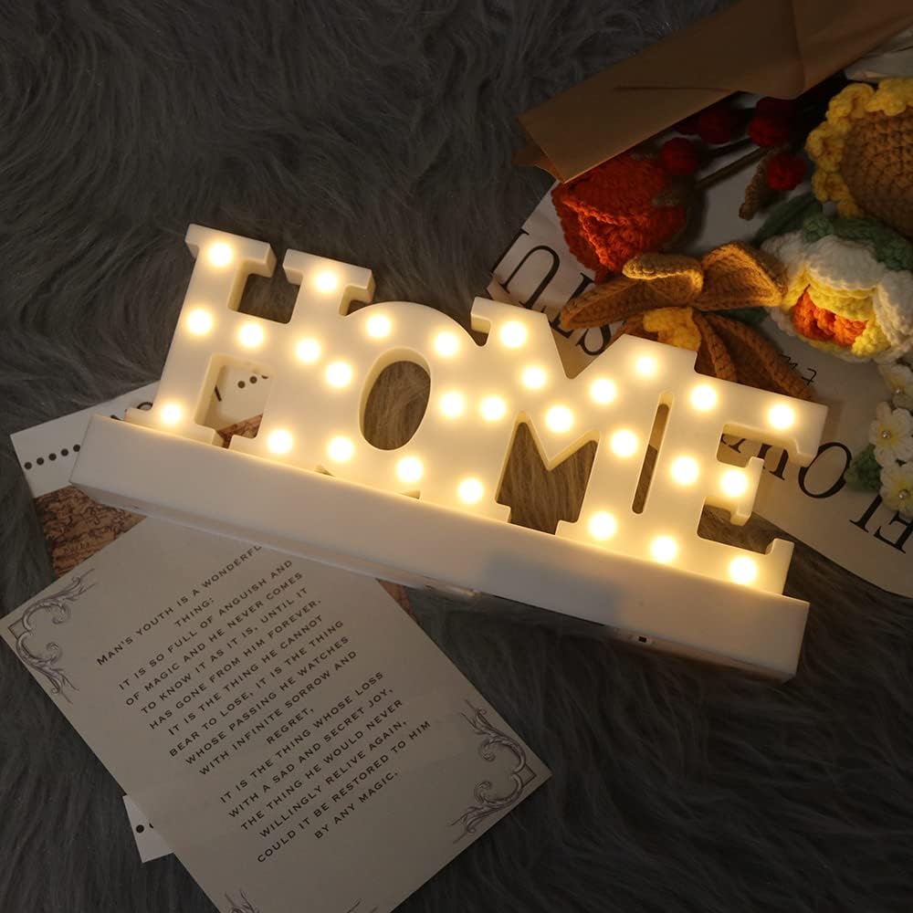GUOCHENG Decoración de letras LED para el hogar, letrero de marquesina del alfabeto, decoración para el hogar, lámparas de mesa decorativas para