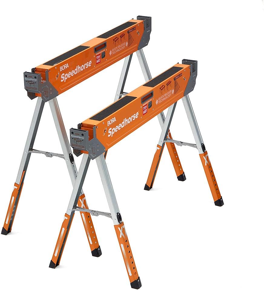 Bora Portamate Speedhorse XT – Par de caballetes – Paquete de dos y abrazaderas de borde de abrazadera NGX de 100 pulgadas y abrazaderas de oruga,