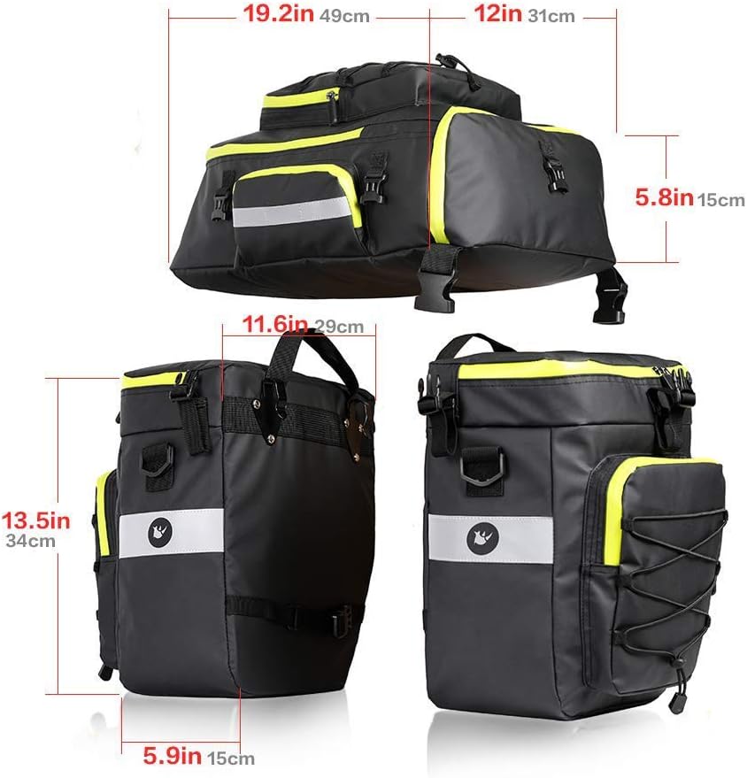 Rhinowalk Bolsa de bicicleta para bicicleta, bolsa de carga, bolsa de sillín para bicicleta, bolsa de hombro, bolsa de alforja para portátil, bolsa