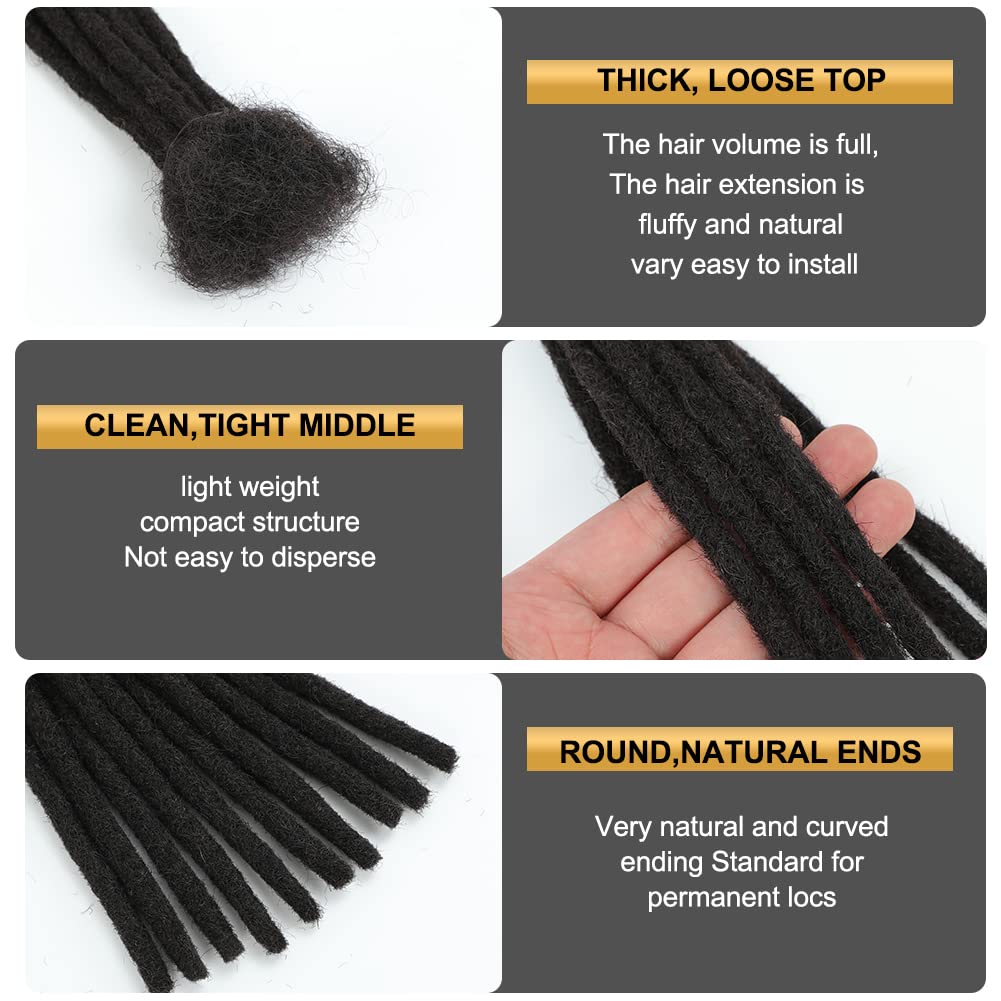 Loc – Extensiones de cabello humano 100 % real, 0.3 in de ancho, 8 pulgadas, 40 hebras totalmente hechas a mano, extensiones de cabello real